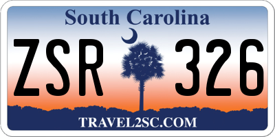 SC license plate ZSR326