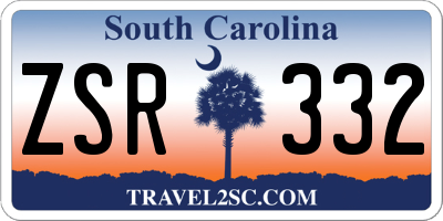 SC license plate ZSR332