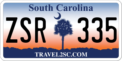 SC license plate ZSR335