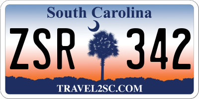 SC license plate ZSR342