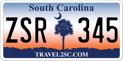 SC license plate ZSR345