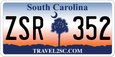 SC license plate ZSR352