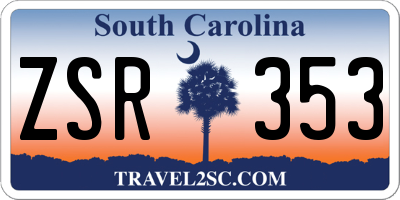 SC license plate ZSR353