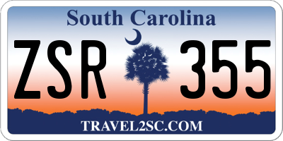 SC license plate ZSR355