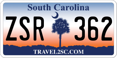 SC license plate ZSR362