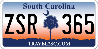 SC license plate ZSR365
