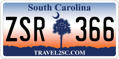 SC license plate ZSR366