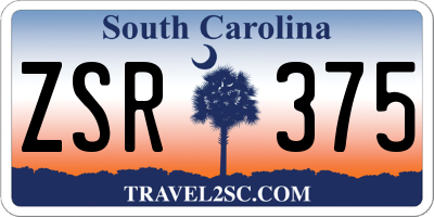 SC license plate ZSR375