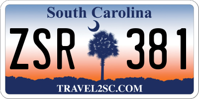 SC license plate ZSR381