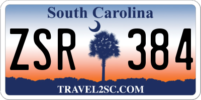 SC license plate ZSR384