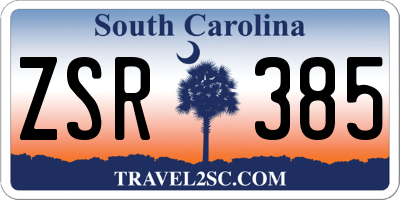 SC license plate ZSR385