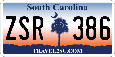 SC license plate ZSR386