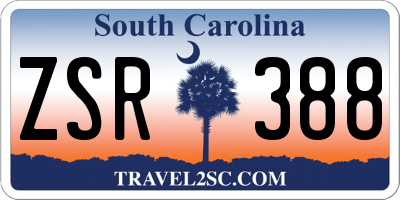 SC license plate ZSR388