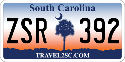 SC license plate ZSR392