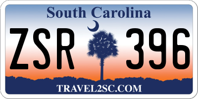 SC license plate ZSR396