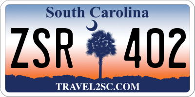 SC license plate ZSR402