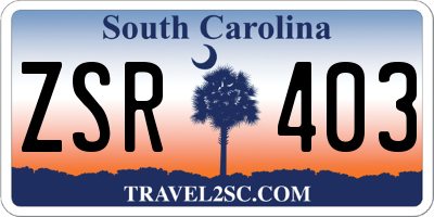 SC license plate ZSR403