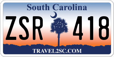 SC license plate ZSR418