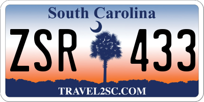 SC license plate ZSR433