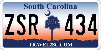 SC license plate ZSR434
