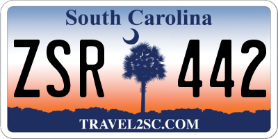 SC license plate ZSR442