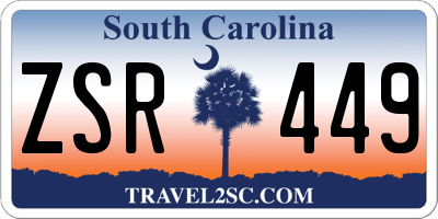 SC license plate ZSR449
