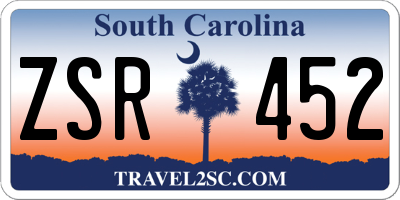 SC license plate ZSR452