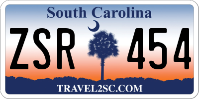 SC license plate ZSR454