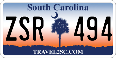 SC license plate ZSR494