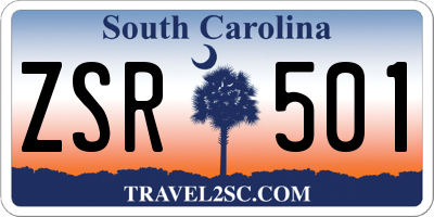 SC license plate ZSR501