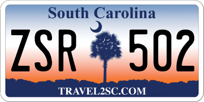 SC license plate ZSR502