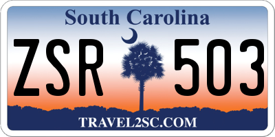 SC license plate ZSR503