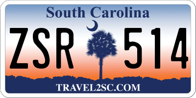 SC license plate ZSR514
