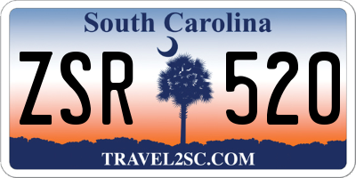 SC license plate ZSR520