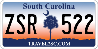 SC license plate ZSR522