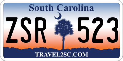 SC license plate ZSR523