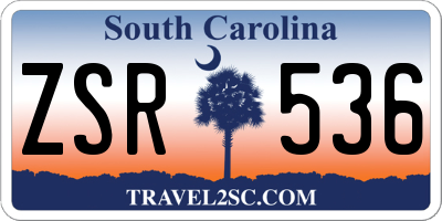 SC license plate ZSR536