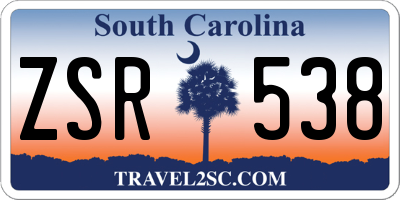 SC license plate ZSR538