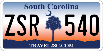 SC license plate ZSR540