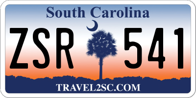 SC license plate ZSR541