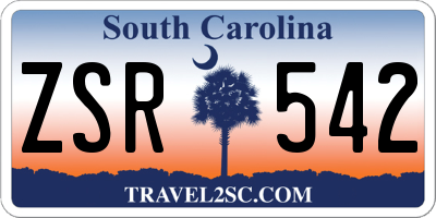 SC license plate ZSR542