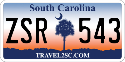 SC license plate ZSR543