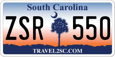 SC license plate ZSR550