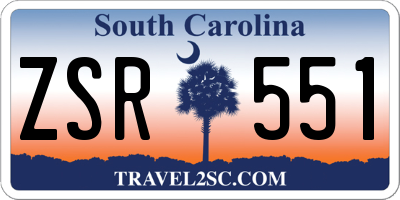 SC license plate ZSR551