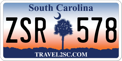 SC license plate ZSR578