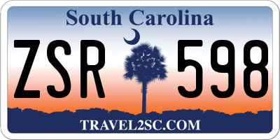 SC license plate ZSR598