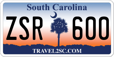 SC license plate ZSR600