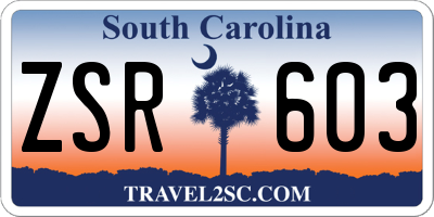 SC license plate ZSR603