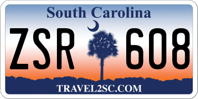 SC license plate ZSR608