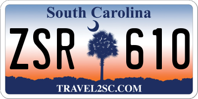 SC license plate ZSR610
